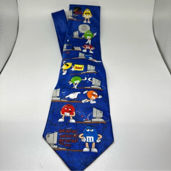 M&M's Neck‎ Tie Characters All Over Computer Seminar CRT Monitor CRT vintage - Picture 1 of 5